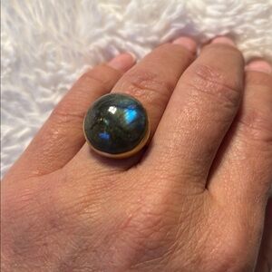Matte Gold Labradorite Ring Sz 8